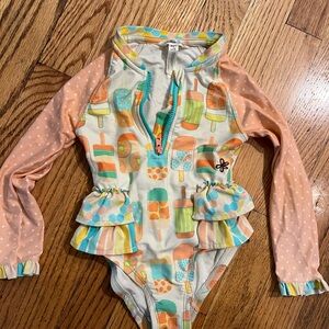 Matilda Jane size 2 rash guard swim in popsicle print - some flaws
